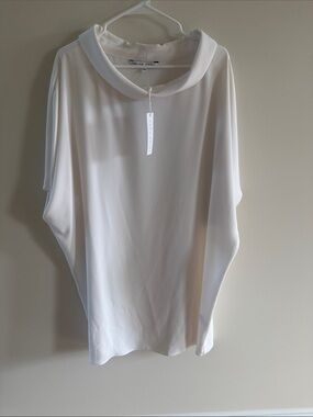 Trina Turk Cream Relaxed Collar Tunic Top